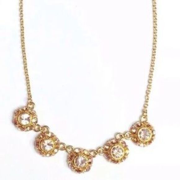 Kate spade putting on the ritz row necklace gold crystal sparkle new NWT - Picture 2 of 12
